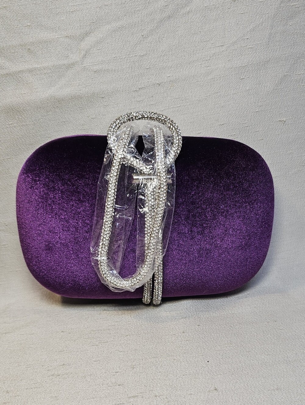 Elegant Purple Velvet Evening Clutch with Silver Chain